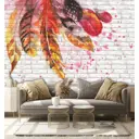 Фотообои флизелиновые Dekor vinil 300x260 см Перья на фоне кирпичной стены