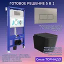 Комплект инсталляция и унитаз Joki: инсталляция JK01150 кнопка JK204546 сталь и унитаз Verna T JK0711055MB черный