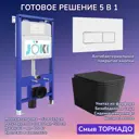 Комплект инсталляция и унитаз Joki: инсталляция JK01150 кнопка JK206549 белая/хром и унитаз Verna T JK0711055MB черный