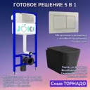 Комплект инсталляция и унитаз Joki: инсталляция JK03553 кнопка JK014564 сталь и унитаз Verna T JK0711055MB черный