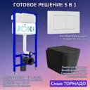 Комплект инсталляция и унитаз Joki: инсталляция JK03553 кнопка JK020522WM белая и унитаз Verna T JK0711055MB черный