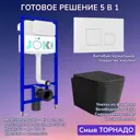 Комплект инсталляция и унитаз Joki: инсталляция JK03553 кнопка JK021531WM белая и унитаз Verna T JK0711055MB черный