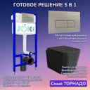 Комплект инсталляция и унитаз Joki: инсталляция JK03553 кнопка JK204546 сталь и унитаз Verna T JK0711055MB черный