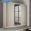 Шкаф-купе Мебельная Компания Е1 3 дверный 240x240x45 см зеркало 9 полок ЛДСП цвет ясень шимо светлый