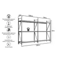 Стеллаж металлический Ironmebel 3 яруса 320x200x50 см нагрузка до 400 кг металл цвет серый