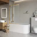 Ширма на ванну BelBagno LUCE-VF-11-100/145-C-ORO 100x145 см профиль золотой, стекло прозрачное
