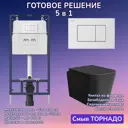 Комплект инсталляция и унитаз: инсталляция Am.pm I012710 кнопка I070201 белая и унитаз Joki Verna T JK0711055MB черный