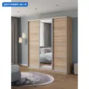 Шкаф-купе Клевер Атина с зеркалом 240x210х58 см 9 полок ЛДСП цвет дуб сонома