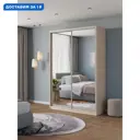 Шкаф-купе Клевер Атина с 2 дверями 240x160х50 см 6 полок ЛДСП цвет шамони светлый зеркальный