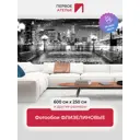 Фотообои флизелиновые Первое ателье Вид на современный ночной город с набережной и фонарями черно-белые 600x250 см