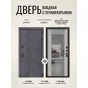 Входная дверь Дверипро Термо L Берген правый 205x96см цвет дуб пепельный патина черная/софт грей с зеркалом