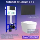Комплект инсталляция и унитаз Joki: инсталляция JK03553 с кнопкой JK023543BM черная и унитаз Stella XL T JK0011011 белый