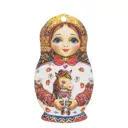 Елочная игрушка Домашняя кухня «Матрешка с лошадкой», 8.8x4.8 см, дерево, цвет белый