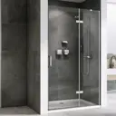 Душевая дверь Abber AG08110 110см эффект стекла прозрачный распашной профиль хром