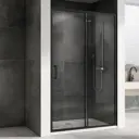 Душевая дверь Abber AG30130B5 130см эффект стекла прозрачный раздвижной профиль черный