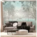 Фотообои флизелиновые Dekor vinil Птицы в лесу/бирюза 300x270 см 9352dv