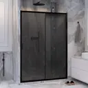 Душевая дверь Ambassador 17022220ABB 140см эффект стекла тонированный раздвижной профиль черный