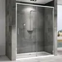Душевая дверь Abber AG93160 160см эффект стекла прозрачный раздвижной профиль хром