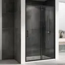 Душевая дверь Abber AG30110B5 110см эффект стекла прозрачный раздвижной профиль черный