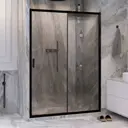 Душевая дверь Ambassador 17021221AB 150см эффект стекла прозрачный раздвижной профиль черный