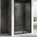 Душевая дверь Abber AG30140BH 140см эффект стекла прозрачный раздвижной профиль черный