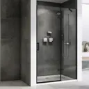 Душевая дверь Abber AG08120B 120см эффект стекла прозрачный распашной профиль черный