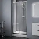 Душевая дверь Belbagno DUE-BF-1-130-C-Cr 131см эффект стекла прозрачный раздвижной