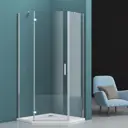 Душевой уголок Belbagno Kraft KRAFT-P-1-90-C-Cr-L пятиугольный 90x90см серебристый блеск профиль эффект стекла прозрачный