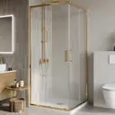 Душевой уголок Belbagno Luce LUCE-A-2-90-C-ORO квадратный 90x90см золотистый профиль эффект стекла прозрачный