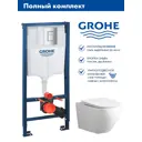 Комплект инсталляции Grohe Rapid SL с клавишей - цвет хром с унитазом подвесным 48x36 ADT Pro Vortex Торнадо микролифт белый
