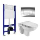 Комплект инсталляции 3 в 1 Enio Tecnico EN8050050 с унитазом WeltWasser Baarbach GL-WT и кнопка хром Cubo