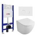 Комплект инсталляции 3 в 1 Enio Tecnico EN8050050 с унитазом Owl 1975 Cirkel-H OWLT190302 и кнопка белая, окантовка хром Rotondo
