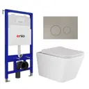 Комплект инсталляции 3 в 1 Enio Tecnico EN8050052 с унитазом Ceramica Nova Metric CN3007 и кнопка матовая сталь Rotondo