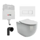 Комплект инсталляции 3 в 1 Enio Tecnico EN8050817 с унитазом Ceramica Nova Metropol CN4004 и кнопка белая, окантовка хром Rettangolo