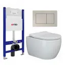 Комплект инсталляции 3 в 1 Enio Tecnico 50 с унитазом Ceramica Nova Play CN3001 и кнопка матовая сталь Quadro