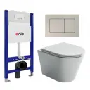 Комплект инсталляции 3 в 1 Enio Tecnico 50 с унитазом Ceramica Nova Forma CN3011 и кнопка матовая сталь Quadro