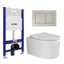 Комплект инсталляции 3 в 1 Enio Tecnico 50 с унитазом Ceramica Nova Moments CN3003 и кнопка матовая сталь Quadro