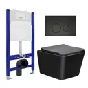 Комплект инсталляции 3 в 1 Enio Tecnico 50 с унитазом Vincea Q-Line VT1-12MB и кнопка черная матовая Rotondo