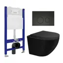 Комплект инсталляции 3 в 1 Enio Tecnico 50 с унитазом SinteSi EVI и кнопка черная матовая Rotondo