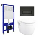 Комплект инсталляции 3 в 1 Enio Tecnico 52 с унитазом Bolo EN8350034 и кнопка черная матовая Rettangolo