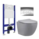 Комплект инсталляции 3 в 1 Enio Tecnico с унитазом Vincea Globo VT1-14SMG и кнопка хром Rotondo