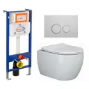 Комплект инсталляции 3 в 1 Enio Aquanika с унитазом Ceramica Nova Play CN3001 и кнопка белая хром круглая