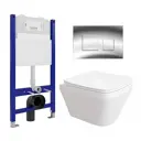 Комплект инсталляции 3 в 1 Enio Tecnico 50 с унитазом подвесной Enio Vicino EN9170544 и кнопка хром Cubo