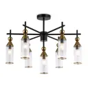 Люстра на штанге Ambrella light High Lh55257 7 ламп 23 м² цвет прозрачный черный золотой латунь