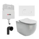 Комплект инсталляции 3 в 1 Enio Tecnico EN8050817 с унитазом пристовным Ceramica Nova Metropol CN4004 и кнопка белая, окантовка хром Rotondo