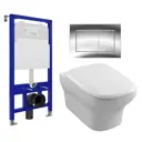 Комплект инсталляции 3 в 1 Enio Tecnico с унитазом подвесным Jacob Delafon Vox EDM102-00 и кнопка хром Quadro