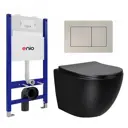 Комплект инсталляции 3 в 1 Enio Tecnico с унитазом Vincea Globo VT1-14SMB и кнопка матовая сталь Quadro