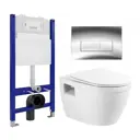 Комплект инсталляции 3 в 1 Enio Tecnico с унитазом подвесным BelBagno Loto BB070CHR/SC и кнопка хром Rettangolo
