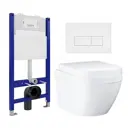 Комплект инсталляции 3 в 1 Enio Tecnico с унитазом подвесным Grohe Euro Ceramic 39206000 и кнопка белая матовая Rettangolo