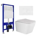 Комплект инсталляции 3 в 1 Enio Tecnico с унитазом подвесным Ceramica Nova Metric CN3007 и кнопка белая матовая Cubo